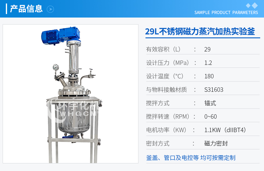 29L磁力不锈钢反应釜