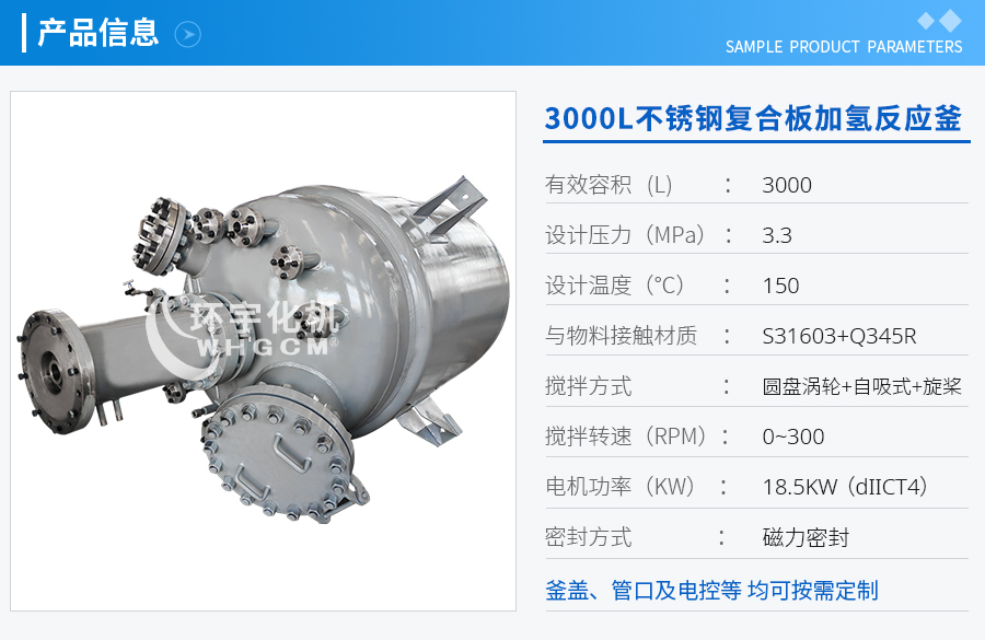 3000L不锈钢复合板加氢反应釜